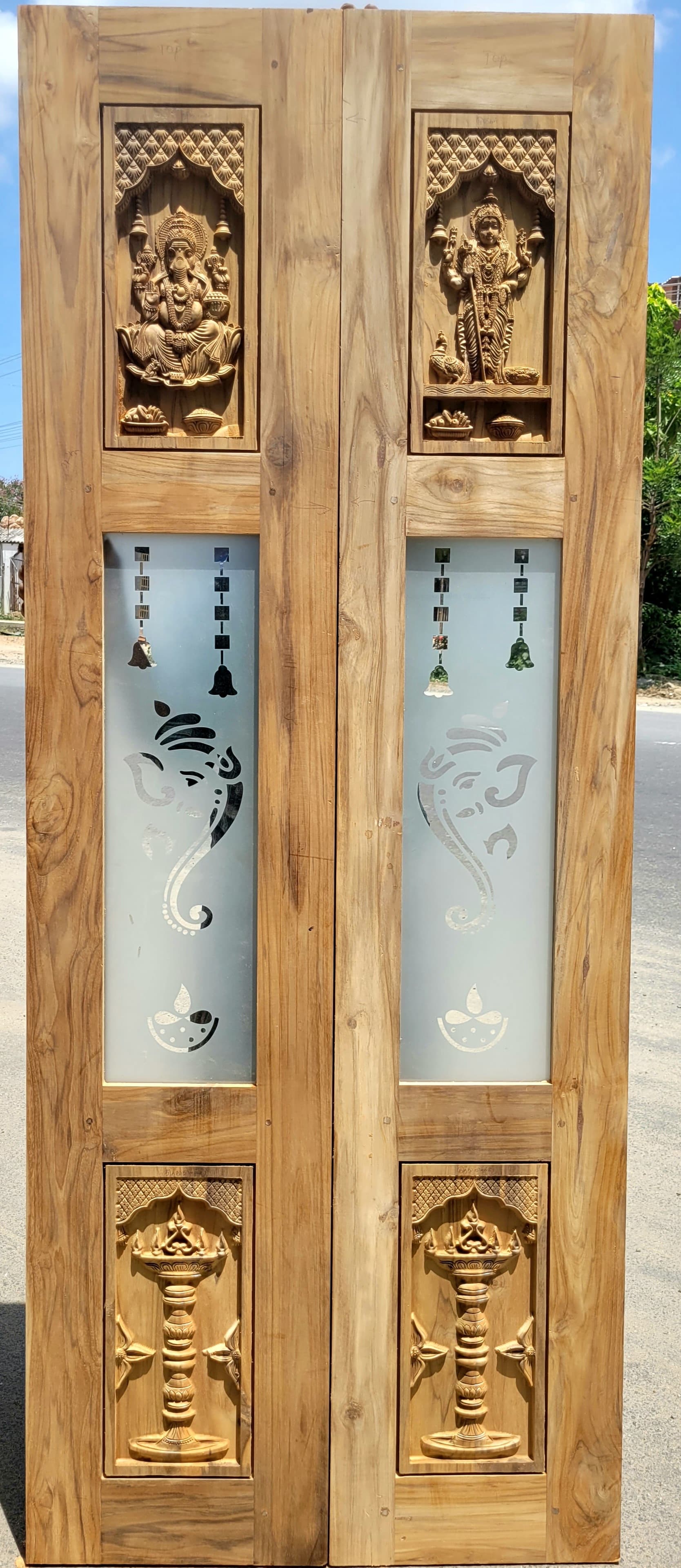 Double Pooja Door with Frosted Glass