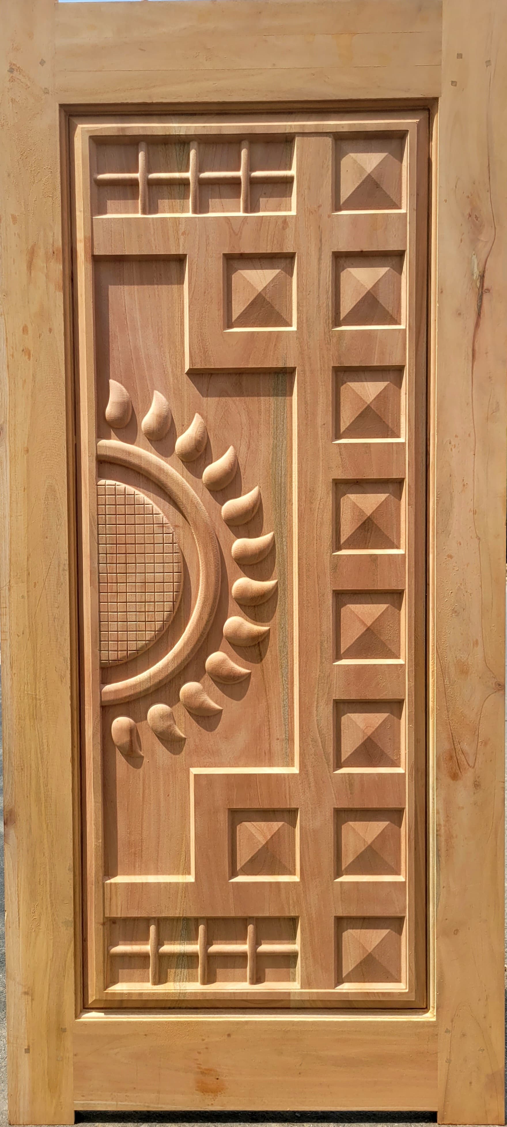 Contemporary Geometric Carved Door